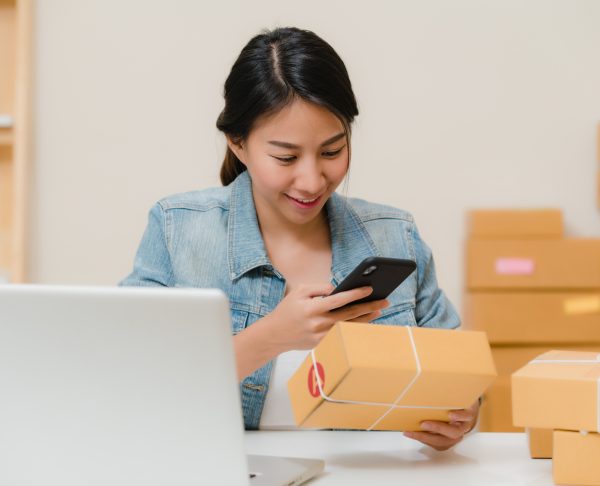 Beautiful smart Asian young entrepreneur business woman owner of